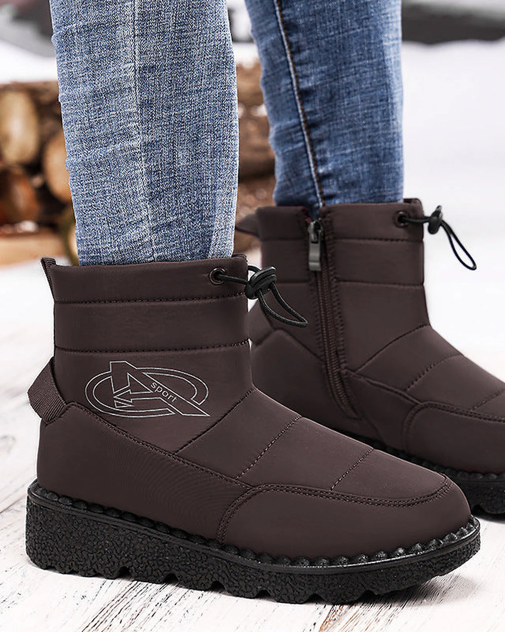 Women's Quilted Ankle Snow Boots with Side Zip and Toggle Collar – Nadia Rose