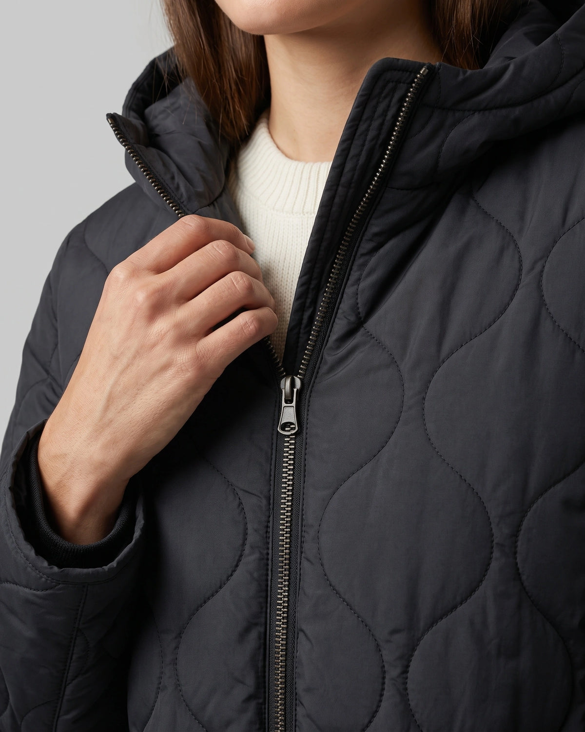 Women's Quilted Parka Coat with Hood, Longline Fit and Zip Front – Iris Lou