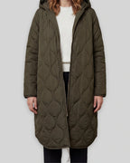 Women's Quilted Parka Coat with Hood, Longline Fit and Zip Front – Iris Lou