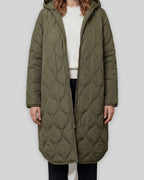 Women's Quilted Parka Coat with Hood, Longline Fit and Zip Front – Iris Lou