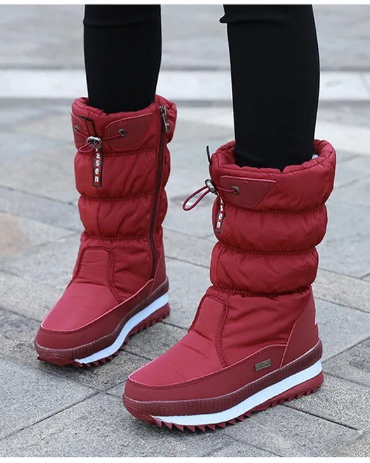 Women's Quilted Mid-Calf Snow Boots with Toggle Drawstring Collar – Maya Mae