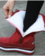 Women's Quilted Mid-Calf Snow Boots with Toggle Drawstring Collar – Maya Mae