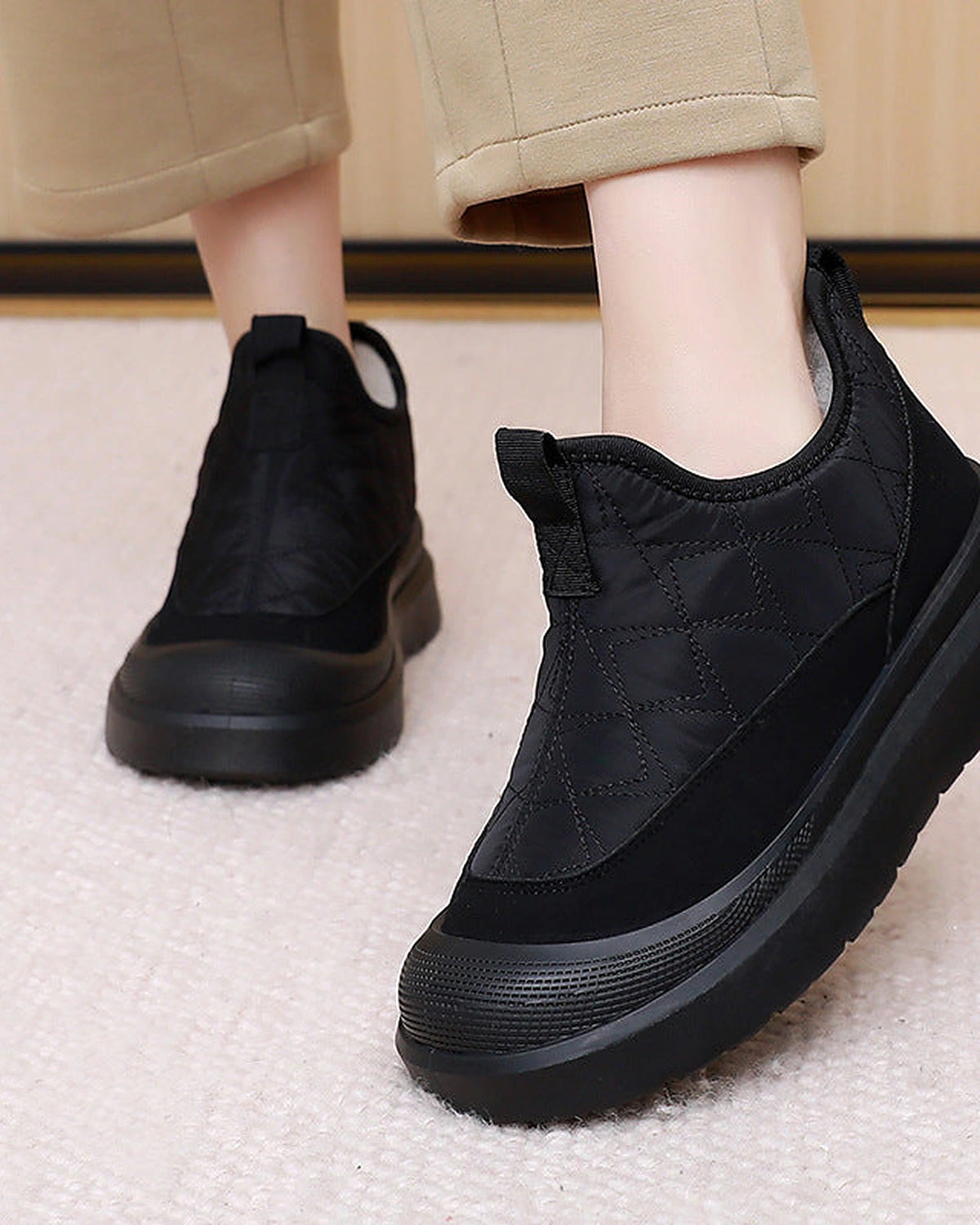 Women's Quilted Platform Ankle Boots with Elastic Side Panels – Nadia Mae