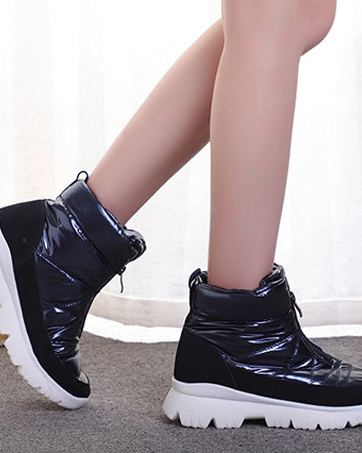 Women's Quilted Puffer Snow Boots with Lace-Up Front and Chunky Grip Sole – Ines Rose