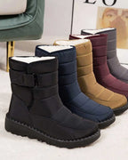 Women's Quilted Snow Boots with Buckle Strap and Faux Fur Lining – Cleo Belle