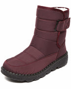 Women's Quilted Snow Boots with Buckle Strap and Faux Fur Lining – Cleo Belle