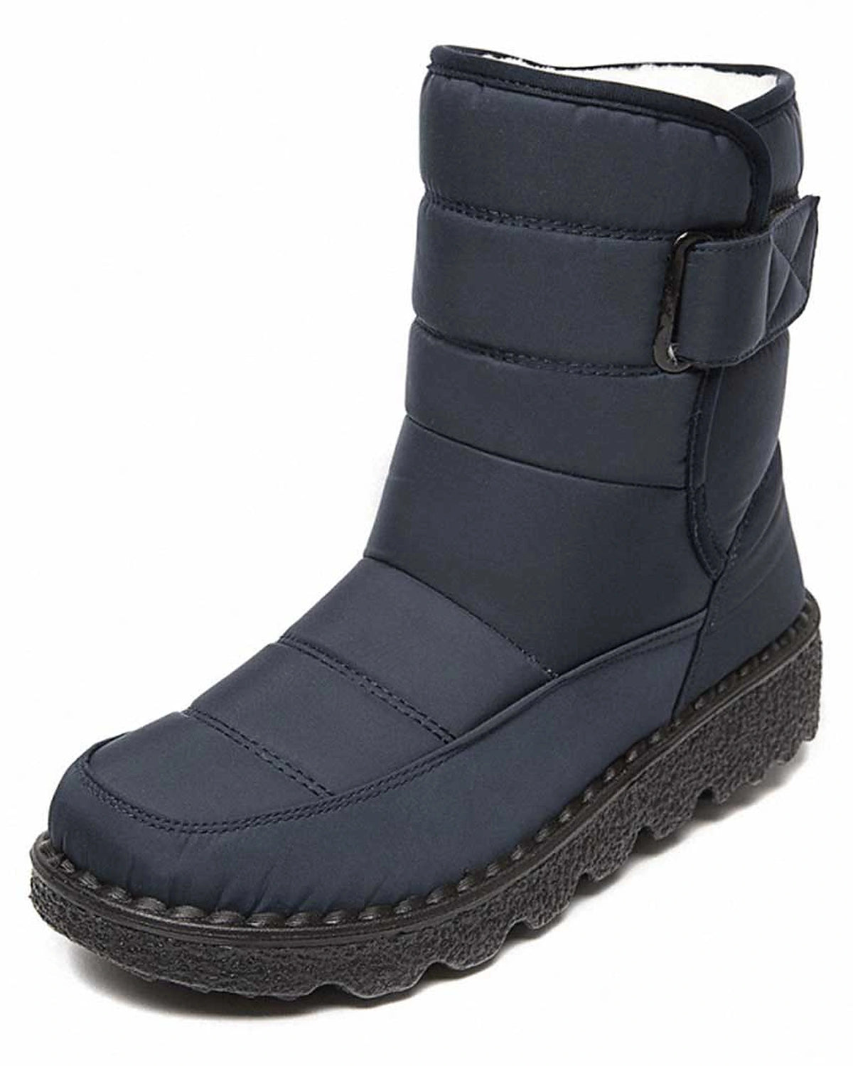 Women's Quilted Snow Boots with Buckle Strap and Faux Fur Lining – Cleo Belle