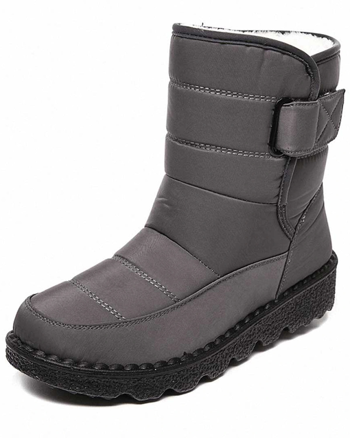 Women's Quilted Snow Boots with Buckle Strap and Faux Fur Lining – Cleo Belle