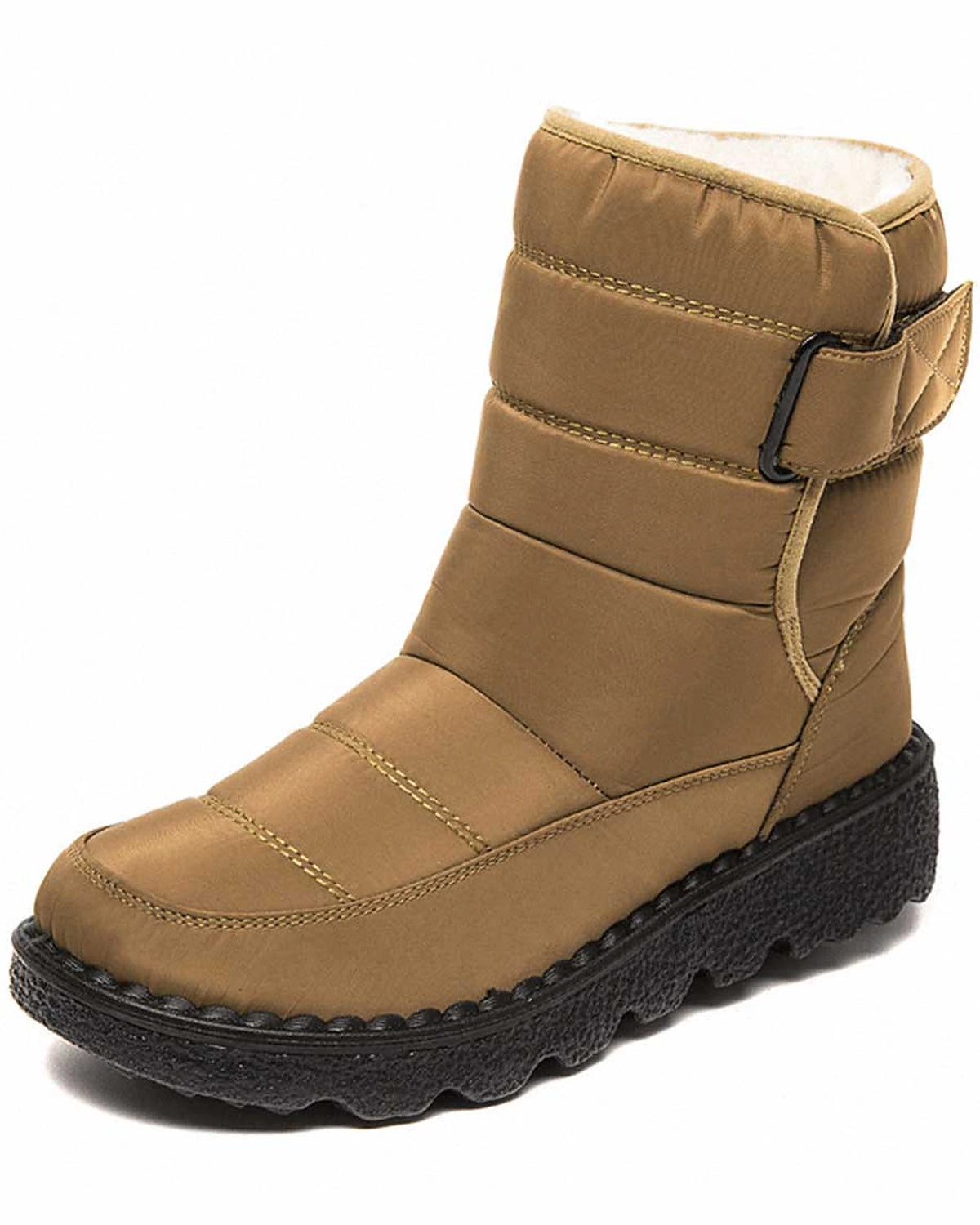 Women's Quilted Snow Boots with Buckle Strap and Faux Fur Lining – Cleo Belle