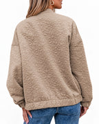 Women's Quilted Jacket with Round Neckline and Patch Pockets, Zip-Up Front – Mabel