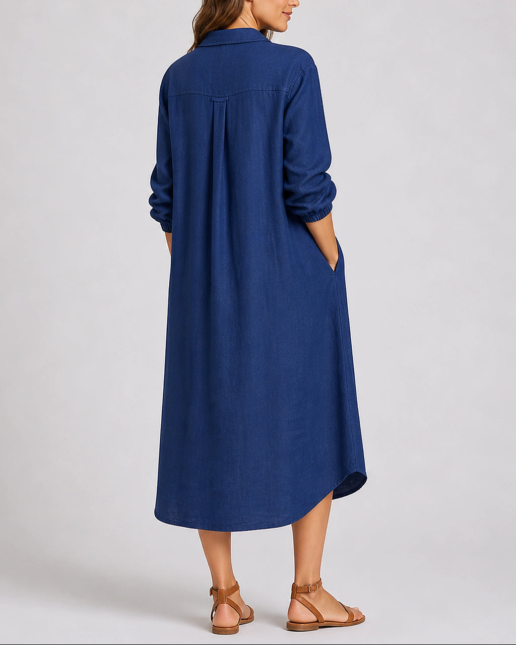 Women's Shirt Dress with Button Front, Collar and Side Pockets, Relaxed Fit – Mila Belle