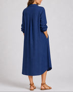 Women's Shirt Dress with Button Front, Collar and Side Pockets, Relaxed Fit – Mila Belle