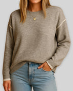 Women's Crew Neck Jumper with Contrast Shoulder Stripe – Orla Jane