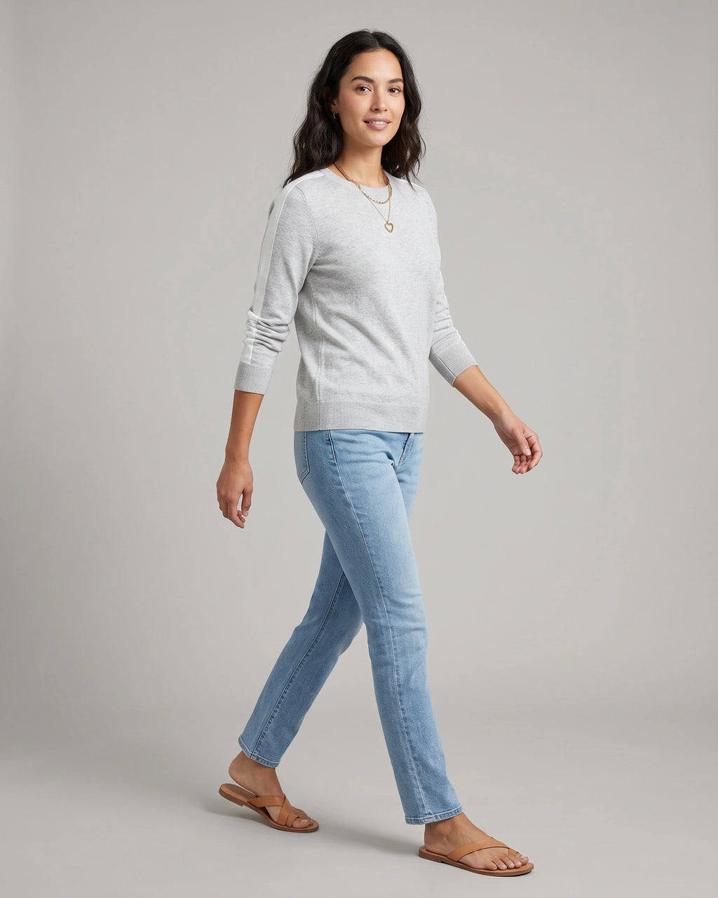 Women's Crew Neck Jumper with Contrast Shoulder Stripe – Orla Jane