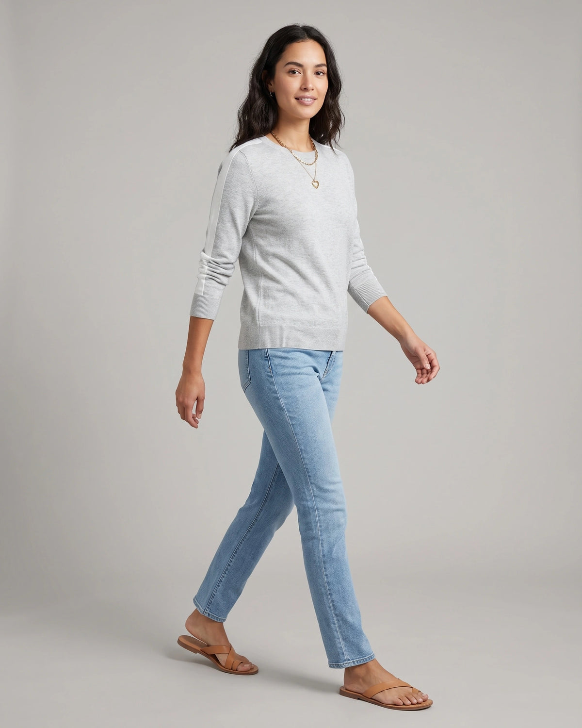Women's Crew Neck Jumper with Contrast Shoulder Stripe – Orla Jane