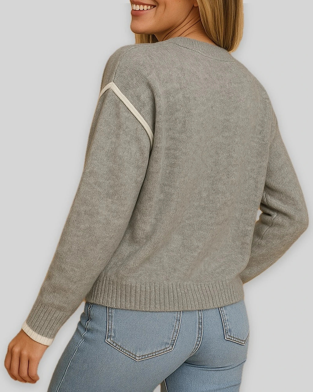 Women's Crew Neck Jumper with Contrast Shoulder Stripe – Orla Jane