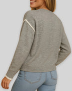 Women's Crew Neck Jumper with Contrast Shoulder Stripe – Orla Jane