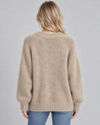 Women's Fluffy Knit Jumper with Long Sleeves and Crew Neck, Oversized Fit – Georgia