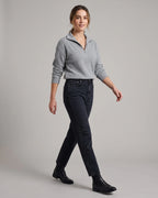 Women's Half Zip Sweatshirt with Stand Collar and Ribbed Finish, Relaxed Fit – Beatrix Grey