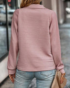Women's Half Zip Sweatshirt with Stand Collar and Ribbed Finish, Relaxed Fit – Beatrix Grey