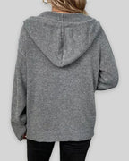 Women's Hooded Knit Cardigan with Large Button Closure, Relaxed Fit – Vera Grey