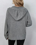 Women's Hooded Knit Cardigan with Large Button Closure, Relaxed Fit – Vera Grey