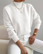 Women's Soft Mock Neck Jumper with Ribbed Cuffs in a Relaxed Fit – Amelie Mae