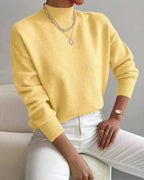 Women's Soft Mock Neck Jumper with Ribbed Cuffs in a Relaxed Fit – Amelie Mae