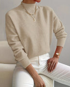 Women's Soft Mock Neck Jumper with Ribbed Cuffs in a Relaxed Fit – Amelie Mae
