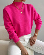 Women's Soft Mock Neck Jumper with Ribbed Cuffs in a Relaxed Fit – Amelie Mae