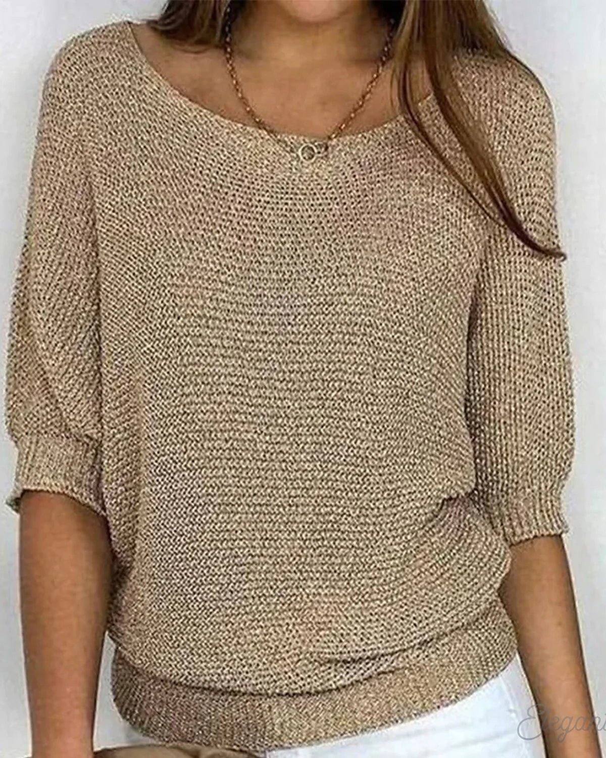 Women's Knit Jumper Off The Shoulder with Round Neck and Batwing Sleeves, Relaxed Fit – Willa Rose