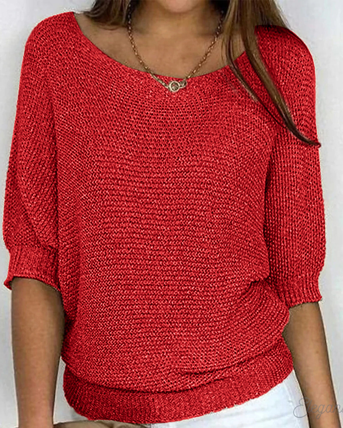 Women's Knit Jumper Off The Shoulder with Round Neck and Batwing Sleeves, Relaxed Fit – Willa Rose
