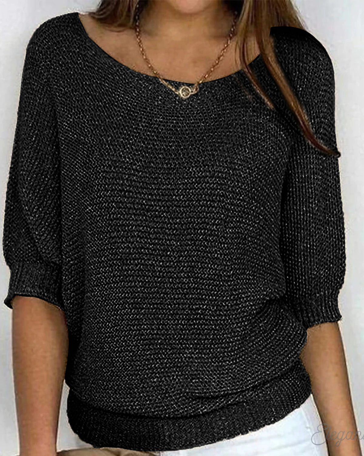 Women's Knit Jumper Off The Shoulder with Round Neck and Batwing Sleeves, Relaxed Fit – Willa Rose