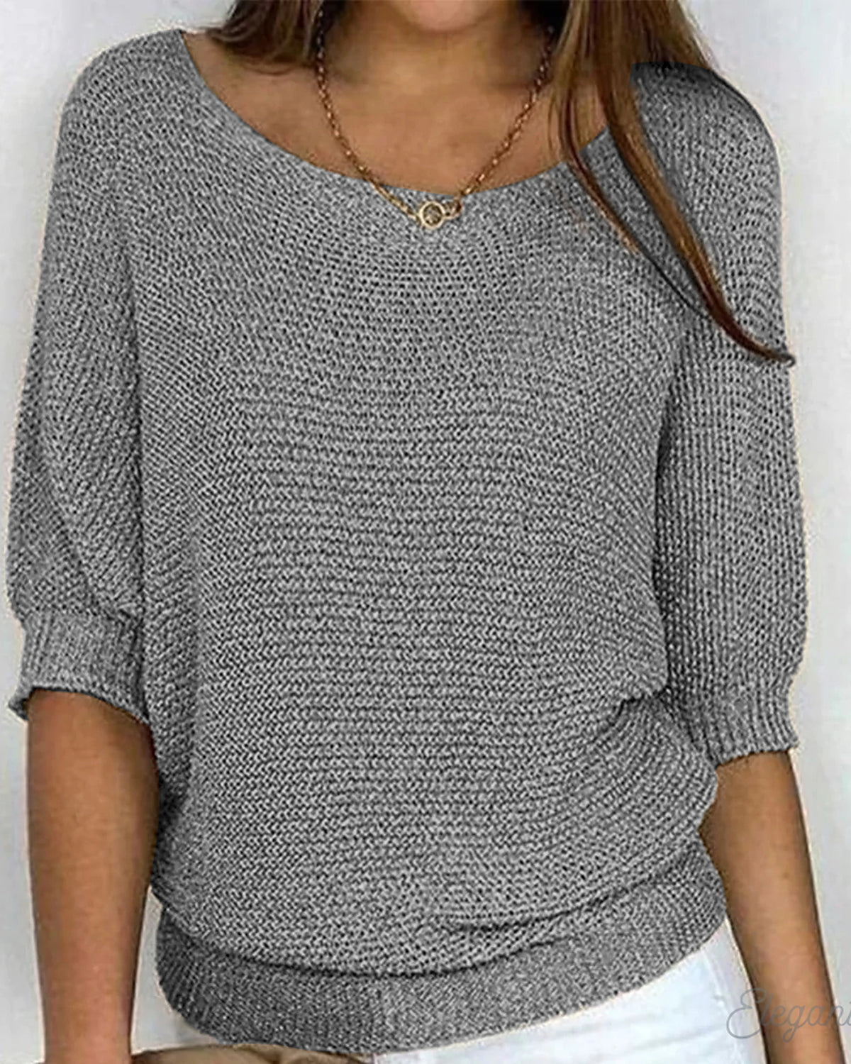 Women's Knit Jumper Off The Shoulder with Round Neck and Batwing Sleeves, Relaxed Fit – Willa Rose