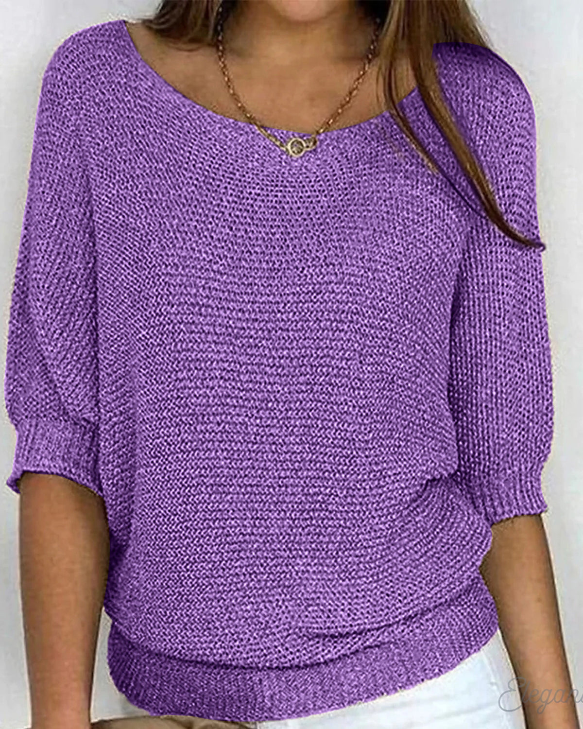 Women's Knit Jumper Off The Shoulder with Round Neck and Batwing Sleeves, Relaxed Fit – Willa Rose