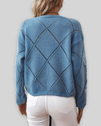 Women's Knit Jumper with Diamond Pattern and Sequin Detail, Relaxed Fit – Orla Belle