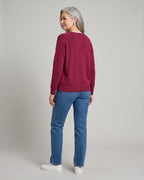 Women's V-Neck Jumper with Ribbed V Neckline and Cuffs, Relaxed Fit – Talia Lou