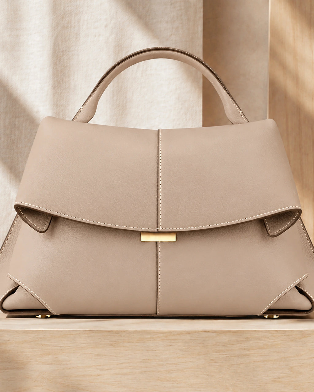 Women's Handbag, Structured Sculpted Top Handle Bag with Foldover Flap – Tessa Jane