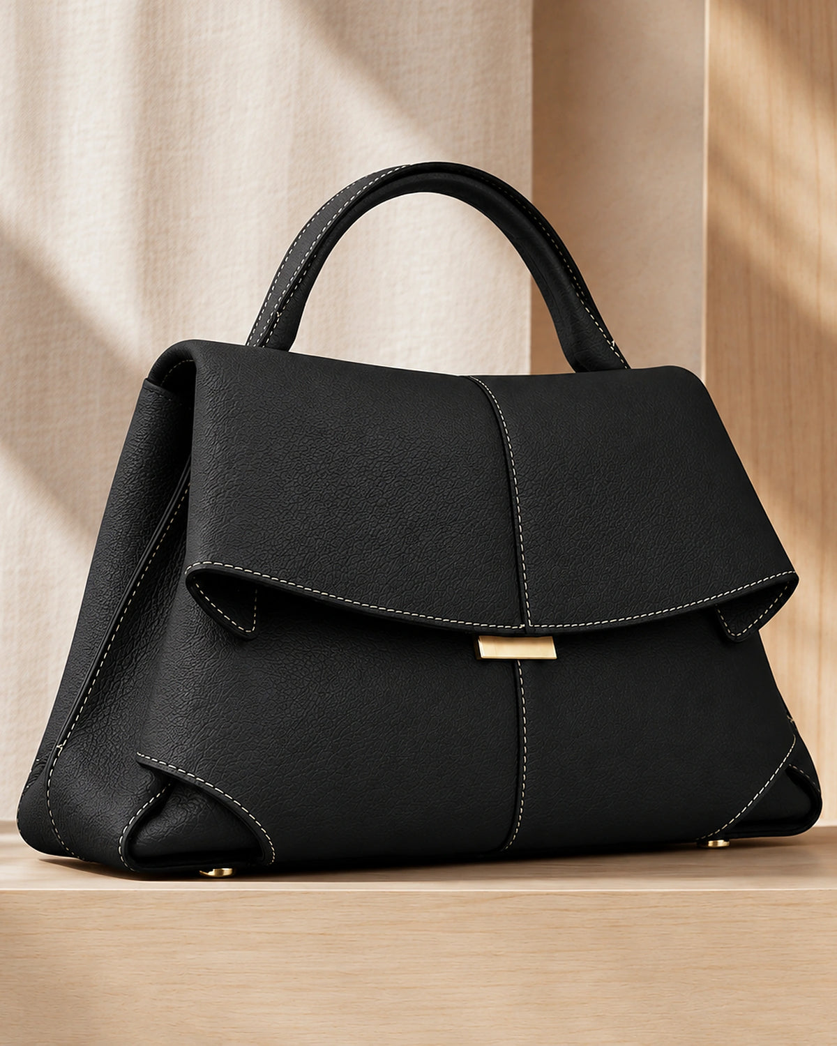 Women's Handbag, Structured Sculpted Top Handle Bag with Foldover Flap – Tessa Jane