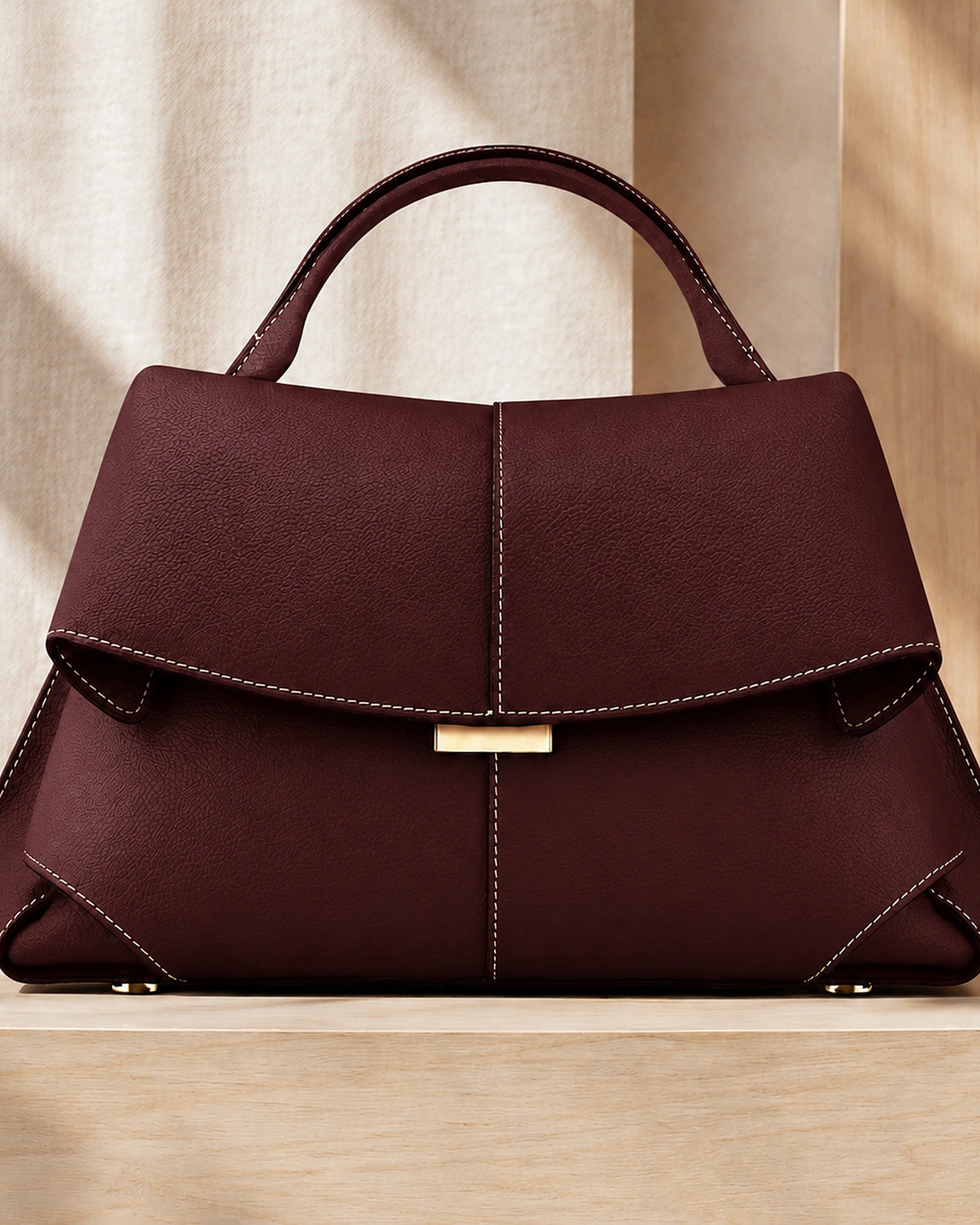 Women's Handbag, Structured Sculpted Top Handle Bag with Foldover Flap – Tessa Jane