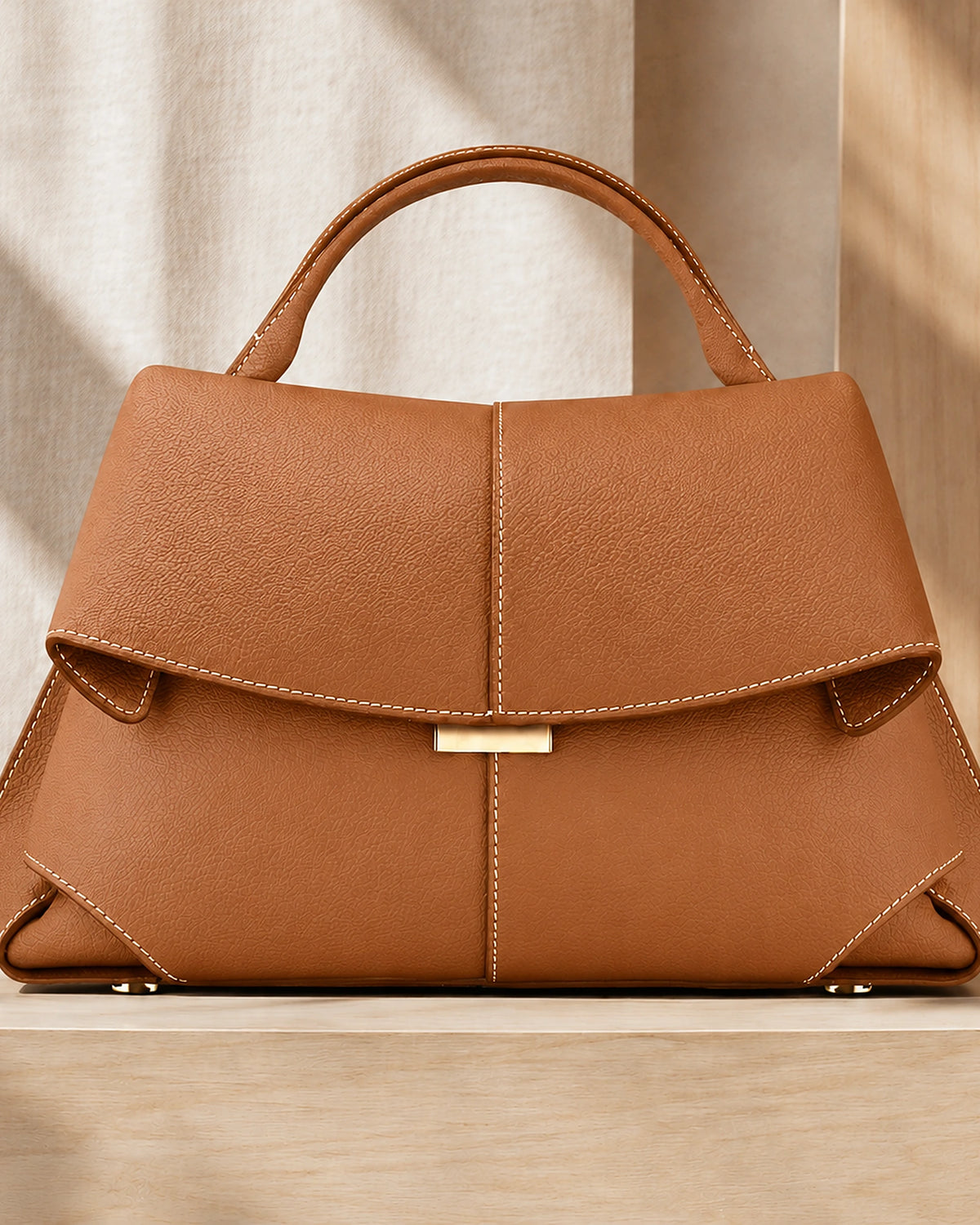 Women's Handbag, Structured Sculpted Top Handle Bag with Foldover Flap – Tessa Jane