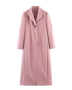 Women's Single-Button Longline Coat with Notched Lapels – Ivy Grey