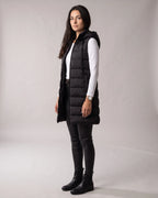 Women's Hooded Puffer Gilet Body Warmer, Longline with Front Zip and Slip Pockets – Wilhelmina