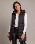 Women's Hooded Puffer Gilet Body Warmer, Longline with Front Zip and Slip Pockets – Wilhelmina
