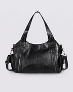 Women's Tote Bag and Shoulder Bag in Slouchy Faux Leather with Twin Zip Pockets – Quinn Lou