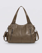 Women's Tote Bag and Shoulder Bag in Slouchy Faux Leather with Twin Zip Pockets – Quinn Lou