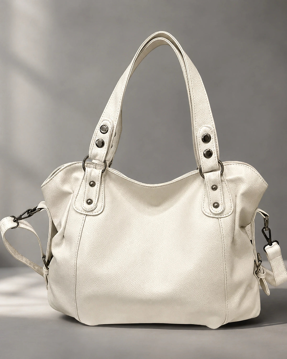 Women's Hobo Bag with Rivet Trim and Detachable Crossbody Strap, Slouchy Shoulder Bag – Sadie Rose