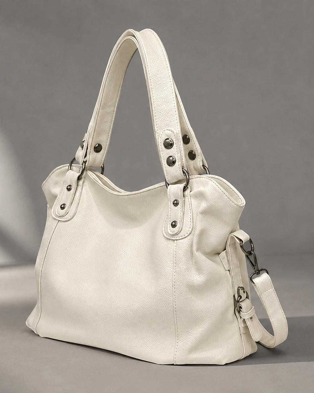 Women's Hobo Bag with Rivet Trim and Detachable Crossbody Strap, Slouchy Shoulder Bag – Sadie Rose