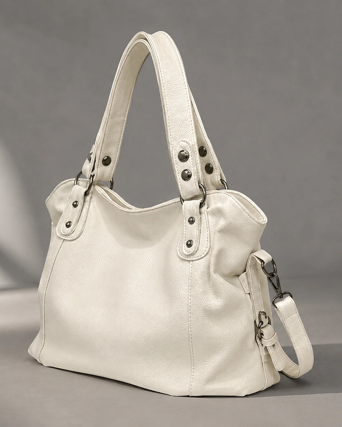 Women's Hobo Bag with Rivet Trim and Detachable Crossbody Strap, Slouchy Shoulder Bag – Sadie Rose