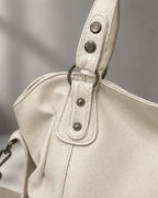 Women's Hobo Bag with Rivet Trim and Detachable Crossbody Strap, Slouchy Shoulder Bag – Sadie Rose